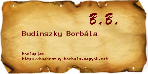 Budinszky Borbála névjegykártya